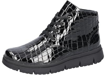 Waldlaufer H-Pina 906703 black patent leather croc effect boots (Black Croc, UK Footwear Size System, Adult, Women, Numeric, Wide, 6)