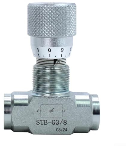 SMZhomeone Zwei-Wege-Hydraulik-Durchflussregelventil, 1/4 Zoll oder 3/8 Zoll Kohlenstoffstahl, 46 GPM Hochpräzise, bidirektionale Drossel zur Regulierung der Hydraulikzylinderdrehzahl, Kompressoren