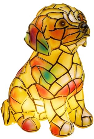 HEIBTENY Handgefertigte leuchtende Labrador-Hunde-Lampe mit warmem LED-Licht, Harz-Tier-Tischleuchte für Schlafzimmer, Wohnzimmer oder Büro, Dekoration, für Hundeliebhaber und Haustierbesitzer