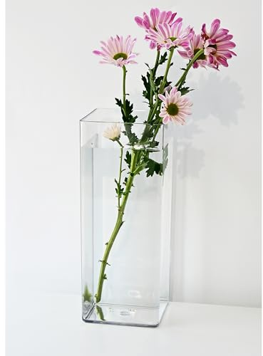 Modern Simplicity, Shatterproof Flower Vase, Plastic Vases for Flowers | Glass like vase, fresh artificial flowers hydroponic plants living room, perfect for home with children or pets, Clear 25cm