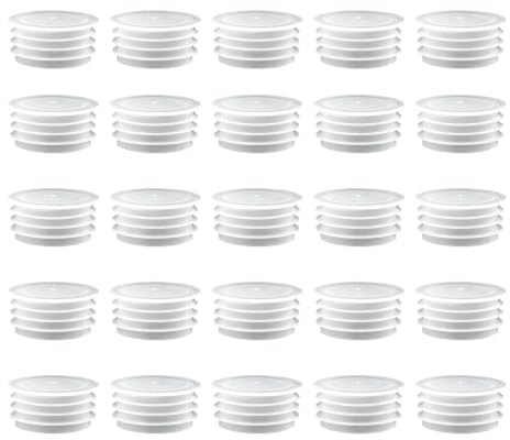 25-Pack Single Size 13mm Salt Pepper Shaker Plugs, Clear Reusable Plastic Replacement Stoppers, Three-Ring Threaded Hole Caps for Shakers Bottles Pots Pipes, Flat Top Design, Size 12