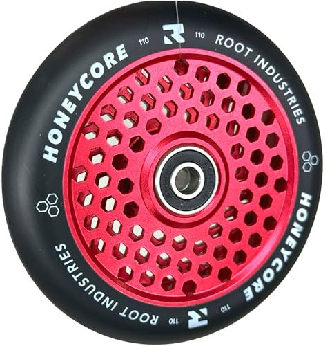 Root Industrie Air Honeycore 110mm Stunt-Scooter Rolle + Fantic26 Sticker (Rot/Pu Schwarz)