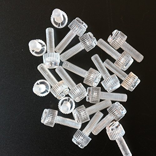 Lot de 60 vis transparentes à serrage manuel en plastique acrylique, moletées et rainurées M5 x 16mm
