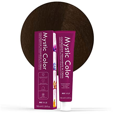 Mystic Color - Coloración Permanente en Crema con Aceite de Argán y Caléndula - Tinte de Larga Duración, Tinte Pelo Mujer - Color Marrón Dorado Claro 5.3-100ml
