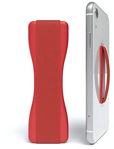 EAZY CASE Premium Smartphone Finger Halterung - Selbstklebender Handy Griff, Smartphonehalter, Selfie Handyhalter, Fingerhalterung - auch geeignet für e-Reader und kleine Tablets, Rot