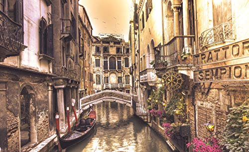 Forwall Fototapete Vlies Tapete Wanddeko Stadt Blumen - Ausblick Stadtpanorama Venedig Moderne Wandtapete Wanddekoration 1730VEXXXL 416cm x 254cm Schlafzimmer Wohnzimmer