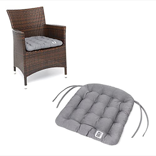 HAVE A SEAT Luxury | Sitzkissen 48 x 46 cm (6 St.) - bequemes Stuhlkissen - orthopädisch, wetterfest, waschbar bis 95° C, Trockner geeignet - Made in Germany (48x46 cm - 6er Set, Hellgrau)