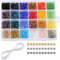 Perles de Verre en Cristal de 6 mm, Perles de Verre à facettes, Perles de 24 Couleurs AB avec boîte à Bijoux, Bricolage Collier Bracelet Bijoux. (1200 pièces)