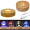 CDIYTOOL LED-Leuchten-Sockel, Holz-LED-Display für Kristallglaskunst, 10,2 cm, warm/mehrere Farben beleuchtet (2 Stück, warme Farbe + 7 Farben) (rund + rund)