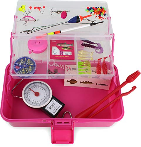 Storfisk fishing & more Kinder Angelkoffer inklusive Inhalt, Starterset mit über 100 Einzelteilen, Farbe :Rosa