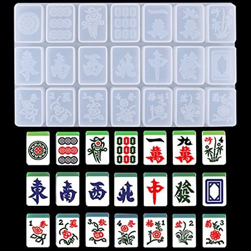 FineInno Moule en Silicone pour Résine Tuiles de Mahjong Chinois 13 Orphelins, 21 Cavités, 13 Orphans Mahjong, Culture Chinoise, Adulte, 180+