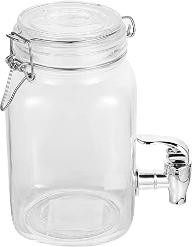 YARNOW Distributeur de Boissons Verre avec Robinet Tonneau à Vin Carafe à Jus pour Cuisine ou Maison