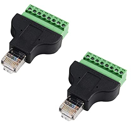 euroharry RJ45 Stecker auf Terminal Block 8-Pin Adapter LAN Netzwerkstecker Ethernet Converter Male to 8 pin Screw(2xStecker)