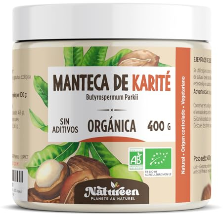 Manteca de Karité Orgánica 400 gr - 100% Vegetal - Uso alimentario - para Cuerpo - Cara - Piel - Pelo- Uñas - Cabello