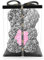 NADIR Rose Bear Flower Bear with Gift Box, Birthday Gift for Women, Gift for Girlfriend for Birthday Anniversary, Rose Bear Teddy Bear, Gift Wedding Anniversary (Grey, 25 cm)