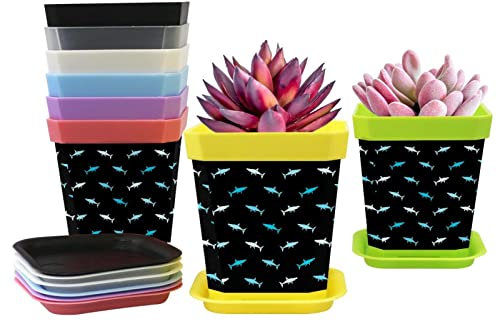 Lot de 8 pots de fleurs en plastique de 7 cm - Pour semis et plantes grasses - Avec trou de drainage - Décoration intérieure et extérieure
