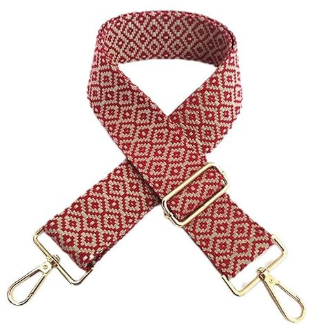 Verstellbarer Schultergurt Bunter Handtaschen Schulterriemen 5CM Breit Taschenriemen Umhängegurt Tragegurt DIY Zubehör für Tasche Schultertasche mit Karabiner Gold für Damen Herren 75-130cm,Rot
