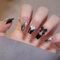 WOOXDYUK 24 piezas de uñas postizas, uñas postizas Mate, puntas de presión, uñas de cobertura completa, arte degradado, Brillo Negro, pestañas de pegamento para manicura para Mujeres y niñas