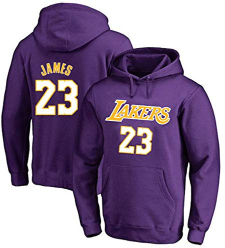 CLDP Felpe con Cappuccio Manica Lunga Sport Abbigliamento da Basket Lakers Felpa Viola Uomo NBA Pullover Manica Lunga Outdoor Manica Lunga,S