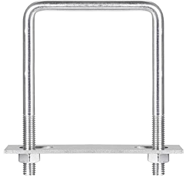 sourcing map Square U-Bolts, 3 Sets 100mm(3.94) Inner Width 140mm Length M10 304 Stainless Steel U Clamp Bolt with Nuts and Plates, for Boat Trailer