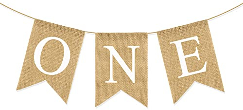 Ein Banner zum ersten Geburtstag, Jute-Banner, ein Hochstuhl-Wimpelkette, Banner, Happy Birthday, für Jungen oder Mädchen, Baby, zum ersten Geburtstag, Dekoration zum 1. Geburtstag
