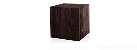 DECOKTIVO Holzständer, Holzblock, Baumstamm Deko, Bodenwindlicht Säule, Blumensäule Holz, Dekosäule, Stabil und Langlebig, Schwarz, 40x40x40 cm