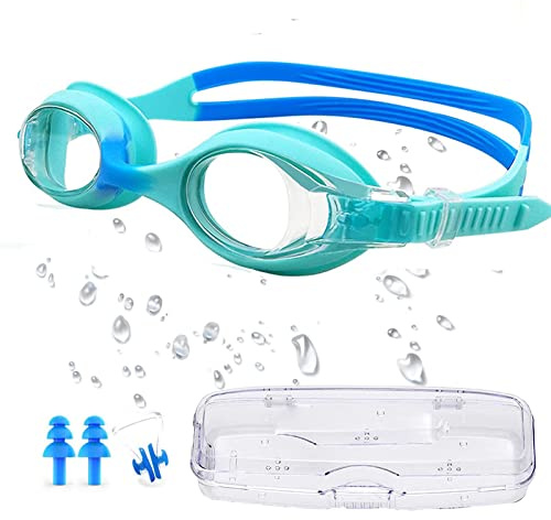 Kids Goggles Anti-Fog Leak Proof UV Resist Swimming Goggles for Boys & Girls, Age 3-14 - Comfortable Silicone with Nose Clip & Portable Case