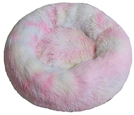 Fouriding Plüsch Donut Hunde Katzen Bett-Beruhigung Angst Haustiere Bett für Hunde Katzen Haustiere weiche Runde Kissen Betten mit Anti-Rutsch-Boden und waschbar (S 40CM, Farbe)