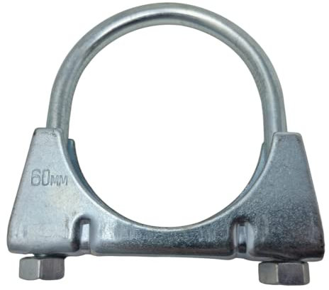 DIY UK 60mm Universal U Bolt Exhaust Clamps - Heavy Duty Zinc Plated Silver Clamp & Nuts (Pack of 2)