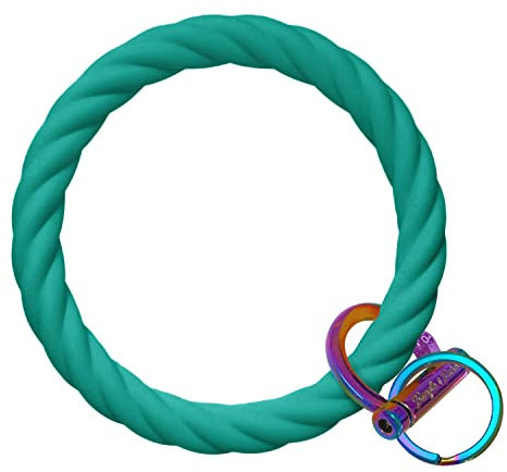 Bangle & Babe Armband Schlüsselanhänger für Frauen - Wristlet Keychain Armreif Schlüsselanhänger - Twist O Schlüsselring, Regenbogenverschluss, Smaragd, 3 inch interior diameter