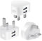 Pack of 3 Dual Port USB Plug UK Adapter Compact Mains Charge 2.1A with Smart IC Charging Technology for iPhone 11 Xs/XS Max/XR/X/8/7/6/Plus,iPad Pro/Air 2/Mini 4 etc