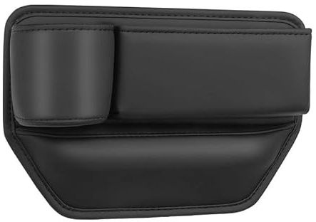 Zueyen Autositz Lückenfüller Organizer Mit Getränkehalter,PU Leder Aufbewahrungsbox Mit Kabelloch,für Handys,Schlüssel(Fahrerposition)