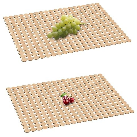 Qulable Küchenspülematte für Edelstahl-/Keramik-Spülen, PVC, umweltfreundlicher Schutz für den Boden der Küchenspüle, verstellbar, schnell abfließend, Punkte-Design, 30 x 40 cm (Weizen), 2 Stück