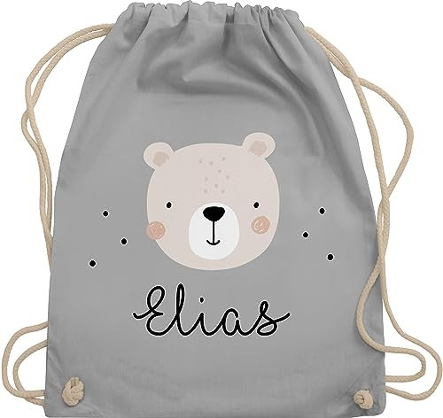 Turnbeutel Rucksack - Süßer Heller Bär Bärenmotiv Bären Bear - Unisize - Hellgrau - personalisierter beutel kinder kindergarten wechselbeutel teddy bärchen umhängebeutel
