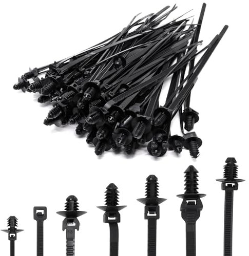 YuGtcen Assorted Push Mount Cable Zip Tie 100pcs (100 Pcs)