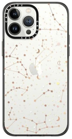 CASETiFY Compact iPhone 13 Pro Max Case [2X Military Grade Drop Tested / 4ft Drop Protection] - Space pattern on clear background - Clear Black