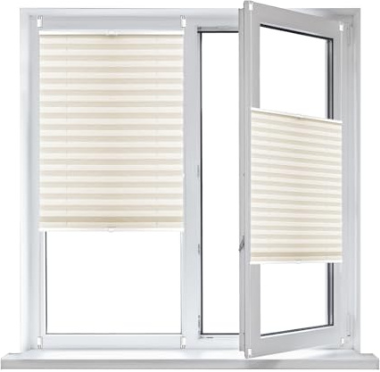 Plissee Haftfix, ohne Bohren, 70 x 210 cm Sonnen-Sicht, und Sichtschutz, Sonnenschutzrollo Rollo Klemmfix ohne Bohren, für Fenster & Balkontür, Creme Farben