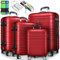 tillvex® Reisekoffer Set 4-TLG. + Gepäckwaage, 8X Koffergurte und 4X Kofferanhänger | Kofferset 4 Rollen | Trolley Gepäck Koffer TSA Schloss | Rollkoffer Hartschalenkofferset S-M-L-XL