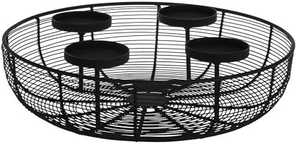 EGLO LIVING Adventskranz Hagony, Kerzenhalter Gestell für 4 Adventskerzen, Advent Kerzenständer für Stumpenkerzen, Tischdeko Weihnachten aus Metall in Schwarz, ⌀ 36 cm