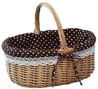 JOINPAYA Korb Für Picknickkorb: Aus Weide Picknickkorb Weidengeflecht Aufbewahrungskorb Weide Stroh Badkorb Allzweckkorb Leinen-Organizer Veranstalter Französisch Hölzern Fräulein