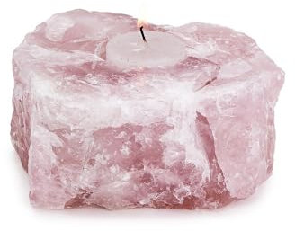 Two's Company Rose Quartz Crystal Tealight Candle Holder - Rose Quartz, EKR001