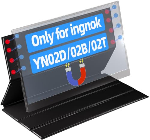 Ingnok Magnetic Smart Cover for YN02D, YN02B & YN02T Portable Monitors | PU Leather, Water- and Scratch-Resistant Protection, 45°/65° Viewing Angles, Lightweight and Portable