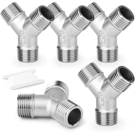 ERGAOBOY 5 pezzi acciaio inox 304 1/2 BSP maschio 3 vie forma di Y a 3 vie per acqua/olio/gas