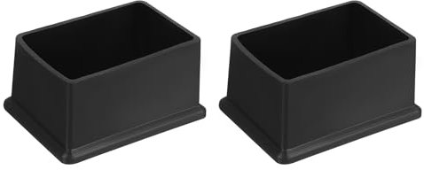 QUARKZMAN 2 Stück PVC Quadratische Stuhlbeinkappen, 60mm x 40mm OD Schwarze Möbelfüße Tischfußabdeckungen Bodenschoner für Terrassentisch Schrank Bettmöbel