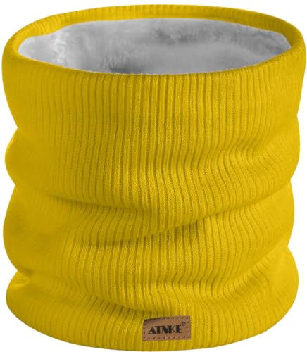 ATNKE Winter Warm Halsschlauch Verdicken Sie Winddichte Schals Staub Gesichts Maske Ski Doppel Lagen Fleece Gefüttert Strick Schal Geschenke für Männer und Frauen/Yellow