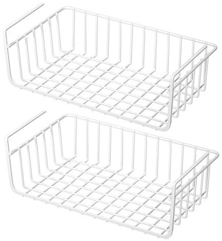 Sous un panier de rangement d'étagère, 2pcs métal métallique sous un organisateur d'étagère, organisateur de panier en fil antidérapant, 12.4x8.1x4.5 pouces sous le bas panier pour le garde-manger de