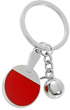 Porte-clés de tennis de table, porte-clés de sport de tennis de table, petit porte-clés simulation de pagaie de ping-pong pour amis et amateurs de sport, Rouge, Refer to