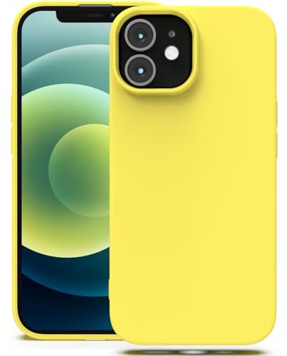 Zuvirelx Silikon Handyhülle für iPhone 12 Mini Hülle, Weiches Griff, Dünne, Minimalistisch, Stoßfest, rutschfest, Taschenpassend - Zitronengelb