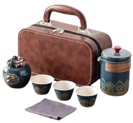 DimyFew Ensemble de Théière en Porcelaine pour Les Amateurs de Thé, Bleu