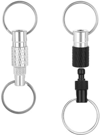 InnoHHustle 2 Stück Abnehmbare Schlüsselanhänger Schnellverschluss Schlüsselringe mit Doppel Schlüsselring Pull Auseinander Schlüsselanhänger für Auto Schlüsselanhänger Zubehör Schloss Halter